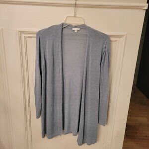 J. Jill Linen Blend Semi Sheer Open Front Long Cardigan Sweater Sz Medium